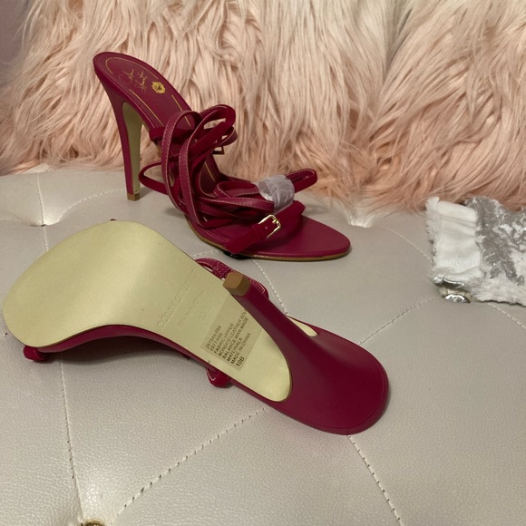 NEW RARE Colin Stuart Faux Suede Ankle Wrap Fuchsia Heeled Sandals Size 10B - Picture 11 of 16